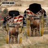 Joycorners Farm Custom Name Texas Longhorn On Farm US Flag 3D Printed Hoodie