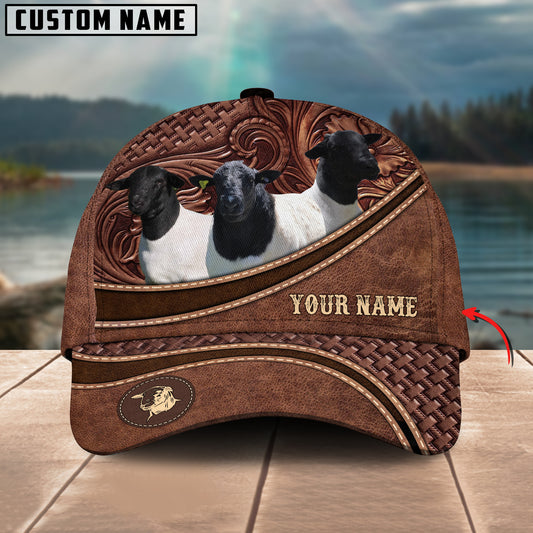 Joycorners Personalized Name Dorper Sheep Carving Leather Pattern 3D Classic Cap