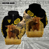 Joycorners Farm Custom Name Highland Cattle Black Yellow 3D Printed Hoodie