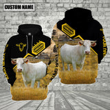 Joycorners Farm Custom Name Charolais Cattle Black Yellow 3D Printed Hoodie