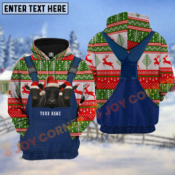 Joycorners Black Angus Cow Christmas Overall Personalized Name 3D Shirt
