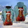 Joycorners Christmas Cattle with Santa Hat & Red Scarf Personalized Name 3D Hoodie (8 Cattle Breeds)