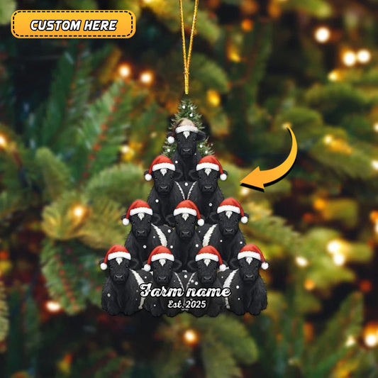 Joycorners Personalized Farm Name & Year Cow Christmas Tree Acrylic Ornament (14 Breed Options)