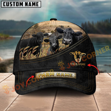 Joycorners Black Angus Farm Cattle Multicolor Options Personalized Name 3D Cap