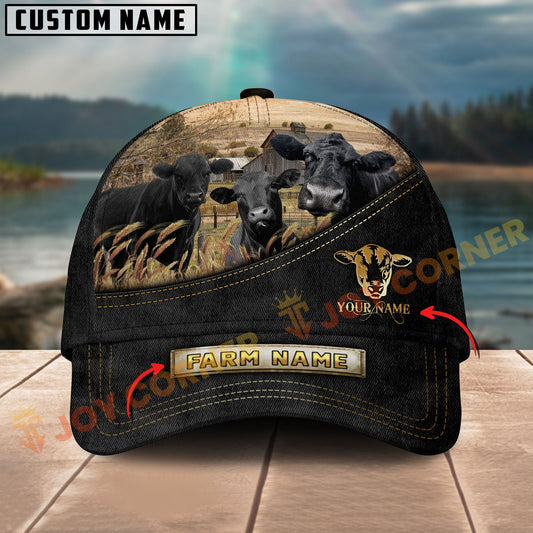 Joycorners Black Angus Farm Cattle Multicolor Options Personalized Name 3D Cap