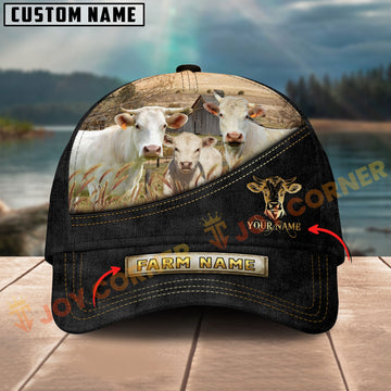 Joycorners Charolais Farm Cattle Multicolor Options Personalized Name 3D Cap