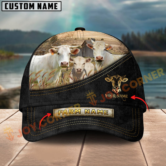 Joycorners Charolais Farm Cattle Multicolor Options Personalized Name 3D Cap