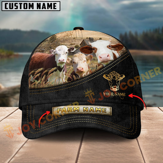 Joycorners Hereford Farm Cattle Multicolor Options Personalized Name 3D Cap
