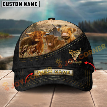 Joycorners Highland Farm Cattle Multicolor Options Personalized Name 3D Cap