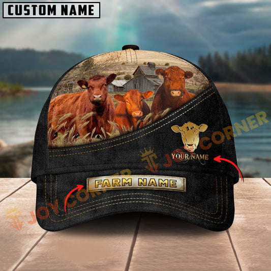Joycorners Red Angus Farm Cattle Multicolor Options Personalized Name 3D Cap