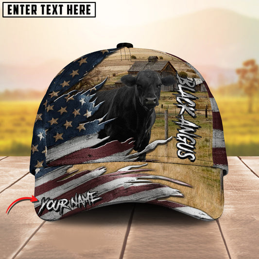 Joycorners Farm Cattle Rustic Rip Through Scene Personalized Name 3D Cap (8 Cattle Breeds)