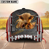 Joycorners Farm Cattle Rustic Flag Charge Effect Personalized Name 3D Cap (8 Cattle Breeds)
