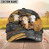 Joycorners Cattle Rustic Farm Leather Metal Design Personalized Name 3D Cap (8 Cattle Breeds)