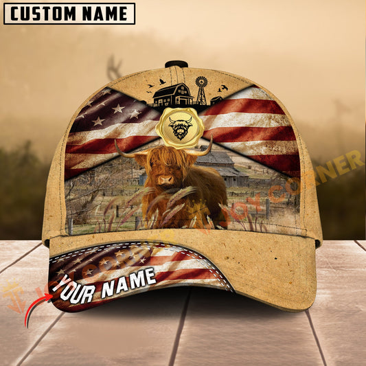 Joycorners Highland American Farm Style Personalized Name 3D Cap