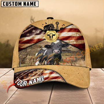 Joycorners Holstein American Farm Style Personalized Name 3D Cap