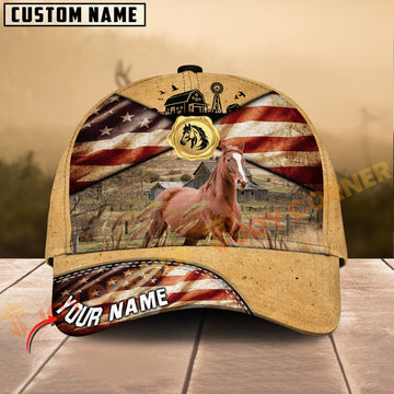 Joycorners Quarter Horse American Farm Style Personalized Name 3D Cap