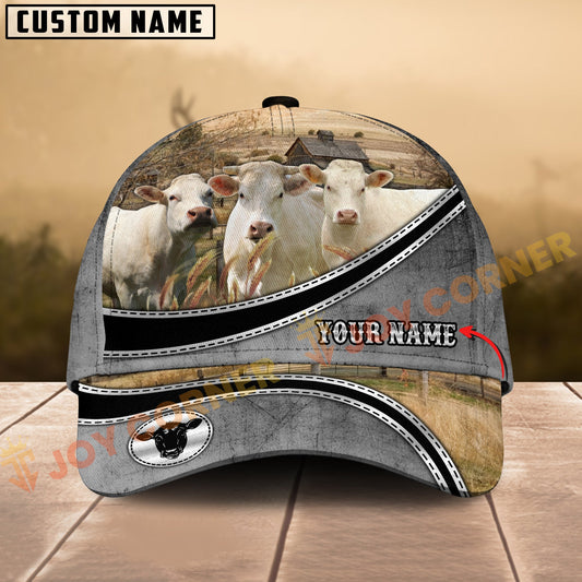 Joycorners Charolais Modern Ranch Style Personalized Name 3D Cap