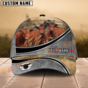 Joycorners Red Angus Modern Ranch Style Personalized Name 3D Cap