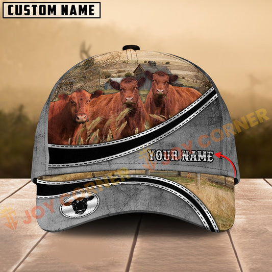 Joycorners Red Angus Modern Ranch Style Personalized Name 3D Cap