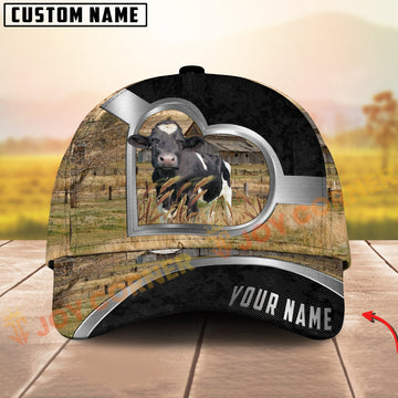 Joycorners Holstein Cow Heart Window Farm Hat Personalized Name 3D Cap