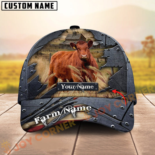 Joycorners Red Angus Farm Barn Rustic Multicolor Options Personalized Name 3D Cap