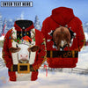Joycorners Christmas Santa Cow Funny Design Personalized Name 3D Hoodie (8 Cattle Breeds)