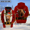 Joycorners Christmas Santa Cow Funny Design Personalized Name 3D Hoodie (8 Cattle Breeds)