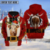 Joycorners Christmas Santa Cow Funny Design Personalized Name 3D Hoodie (8 Cattle Breeds)