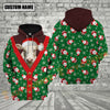 Joycorners Christmas Cattle Santa Cardigan-Style Design Personalized Name 3D Hoodie (8 Cattle Breeds)
