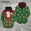 Joycorners Christmas Cattle Santa Cardigan-Style Design Personalized Name 3D Hoodie (8 Cattle Breeds)
