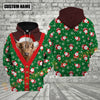 Joycorners Christmas Cattle Santa Cardigan-Style Design Personalized Name 3D Hoodie (8 Cattle Breeds)