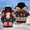 Joycorners Christmas Santa Cattle Ugly Sweater Pattern Personalized Name 3D Hoodie (8 Cattle Breeds)