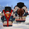 Joycorners Christmas Santa Cattle Ugly Sweater Pattern Personalized Name 3D Hoodie (8 Cattle Breeds)