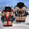 Joycorners Christmas Santa Cattle Ugly Sweater Pattern Personalized Name 3D Hoodie (8 Cattle Breeds)