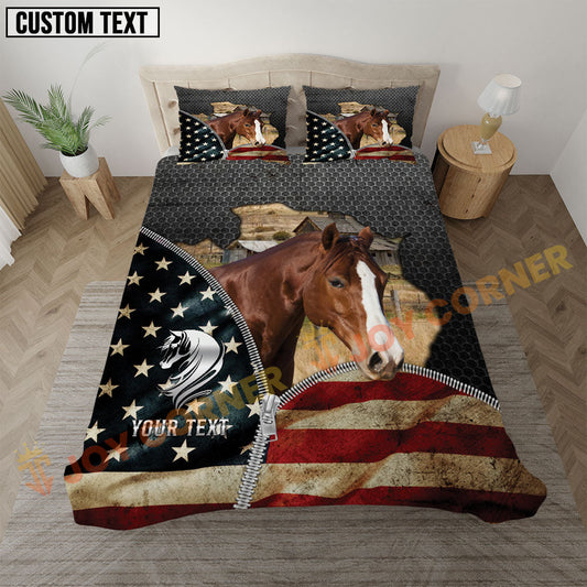 Joycorners Quarter Horse Western Rodeo Spirit Personalized Name Bedding Set 3D All Over Printed