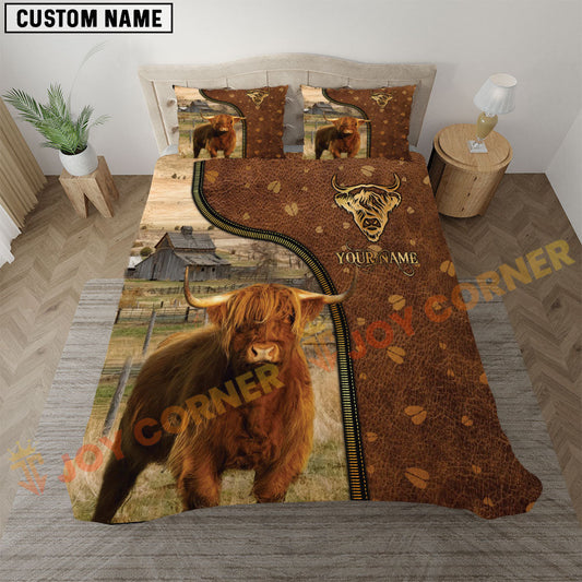 Joycorners Highland Rustic Leather Farmhouse Personalized Name Bedding Set 3D All Over Printed
