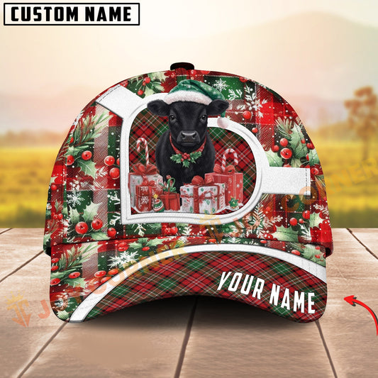 Joycorners Christmas Black Angus Plaid Multicolor Options Personalized Name 3D Cap