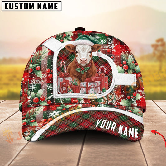 Joycorners Christmas Hereford Plaid Multicolor Options Personalized Name 3D Cap