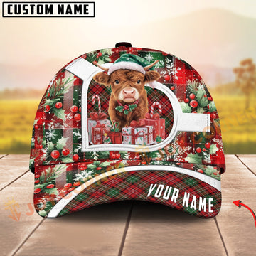 Joycorners Christmas Highland Plaid Multicolor Options Personalized Name 3D Cap