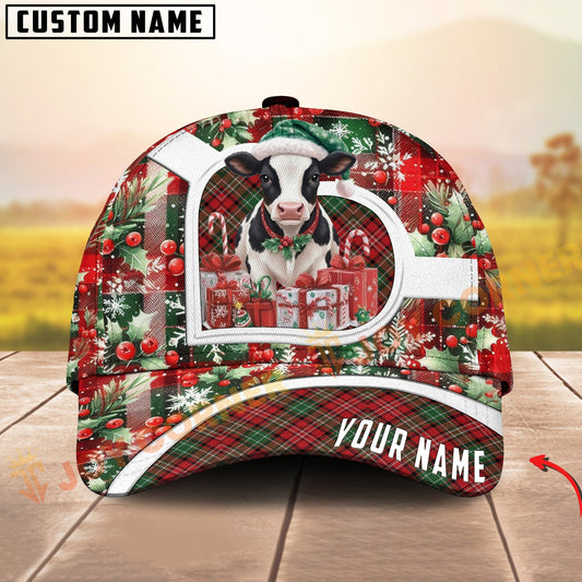 Joycorners Christmas Holstein Plaid Multicolor Options Personalized Name 3D Cap