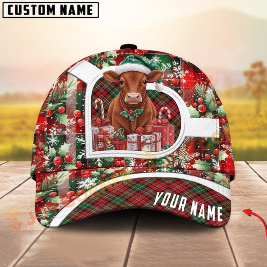Joycorners Christmas Red Angus Plaid Multicolor Options Personalized Name 3D Cap