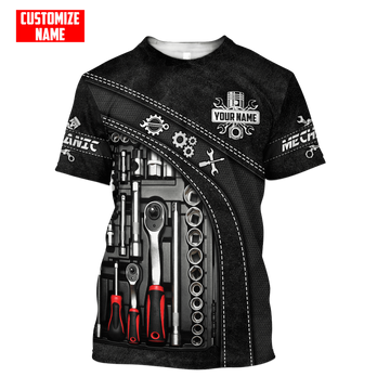 Joycorners Personalized Name Mechanic Unisex Shirts Leather Pattern