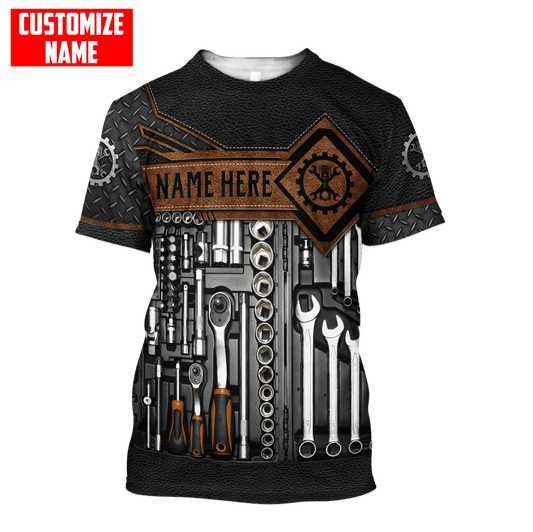 Joycorners Custom Name Vintage Mechanic Shirt Mechanic Tool Unisex Printed T Shirt PT2609