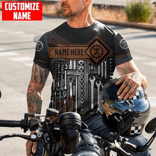 Joycorners Custom Name Vintage Mechanic Shirt Mechanic Tool Unisex Printed T Shirt PT2609