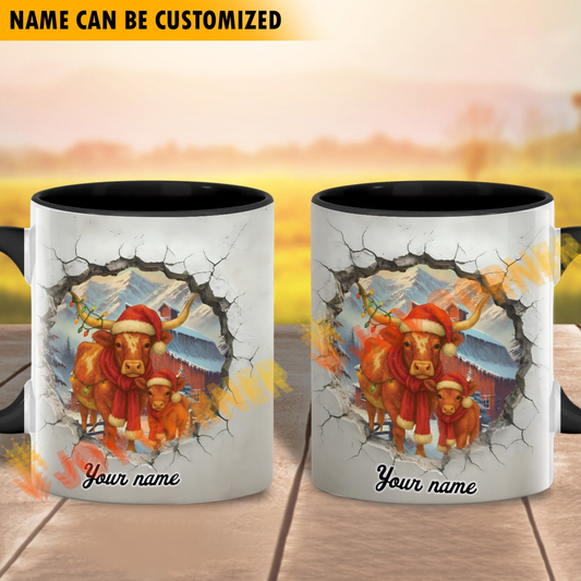 Joycorners Texas Long Horn Personalized Name Christmas Farmyard Mug