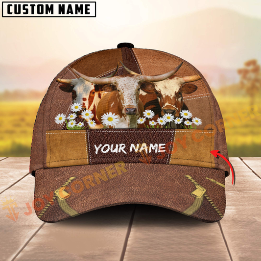 Joycorners Longhorn Cow Farm Customized Name 3D Cap