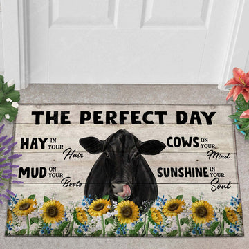 Joycorner Black Angus The Perfect Day Doormat, Farmhouse Doormat, Welcome Mat