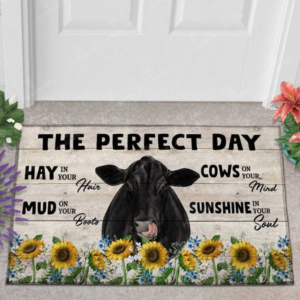 Joycorner Black Angus The Perfect Day Doormat, Farmhouse Doormat, Welcome Mat