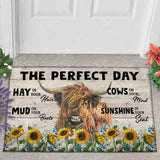 Joycorner Highland The Perfect Day Doormat, Farmhouse Doormat, Welcome Mat