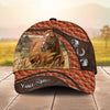 Joycorners Personalized Horse Orange Brown Leather Style Cap (9 Breeds)